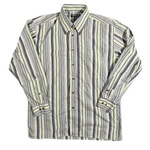 Pacific Flyer Men's Striped Long Sleeve Button Down Shirt Size Medium‎